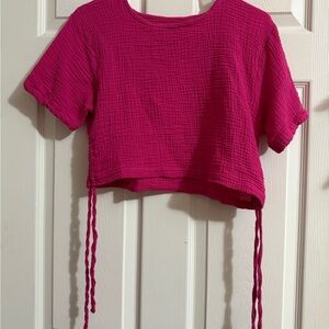 Pink Textured Crop Top